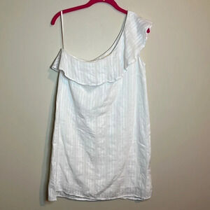 ANTHROPOLOGY White One Shoulder Cloth & Stone Textured Material Dress